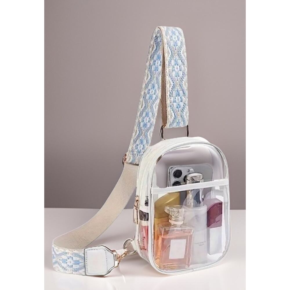 Clear Sling Bag W/ Guitar Strap - White